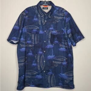 Chaps Fishing Boating short sleeve vented button down shirt - large